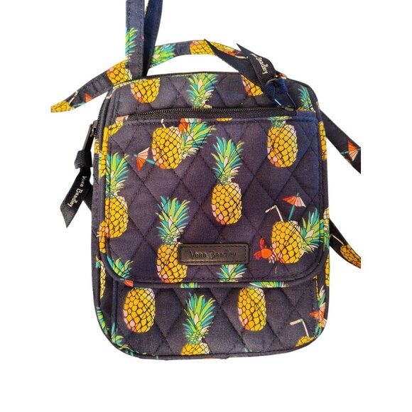 Vera Bradley Toucan Pineapple Crossbody Purse Bag Navy Blue Adjustable Strap - Picture 1 of 5